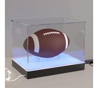 Vitrine en acrylique avec base d'éclairage LED RVB USB, contrôle par application et touche, boîte d'affichage transparente avec support de ballon pour rugby et football, 30 x 20 x 20 cm