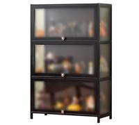 Vitrine en acrylique avec cadre en bambou 3 couches pour objets de collection et figurines - Vitrine pour jouets et souvenirs - 70 cm