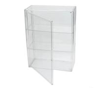 Vitrine en acrylique avec couvercle, boîte de rangement transparente à 2 niveaux avec séparateurs amovibles pour badges, objets de collection, organisateur de bureau (2 diviseurs)