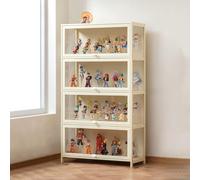 Vitrine en acrylique avec forte capacité de charge, design transparent et résistant à la poussière, facile à ouvrir et à fermer, idéale pour bibliothèque en bambou, blanc (80 x 32 x 140 cm)