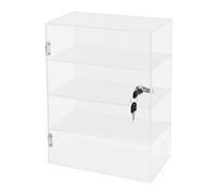 Vitrine en acrylique avec serrure, clé, plan de travail, présentoir à 4 niveaux