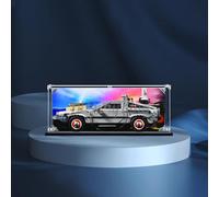 Vitrine en acrylique avec vis pour Lego Retour vers le futur Time Machine 10300 (kit Lego non inclus) (avec fond thématique)