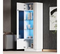 Vitrine en acrylique blanc 60 x 40 x 180 cm avec lumières LED et 3 étagères - Idéal pour la maison ou le bureau