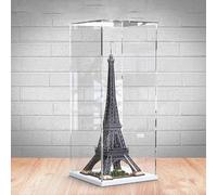 Vitrine en acrylique compatible avec Le-go 10307 Tour Eiffel modèle Paris Boîte anti-poussière Transparent Boîte de présentation (vitrine uniquement) (base blanche 3 mm)