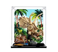 Vitrine en acrylique compatible avec Le-go 76969 Fossile de dinosaure : modèle de crâne tricératops, boîte anti-poussière, boîte transparente, boîte de présentation (vitrine uniquement) (base noire+