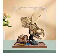 Vitrine en acrylique compatible avec Le-go 76969 Fossile de dinosaure : modèle tête de mort tricératops, boîte transparente, boîte de présentation (vitrine uniquement) (base en bois de 3 mm)