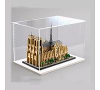 Vitrine en acrylique compatible avec Lego 21061 Cathédrale Notre-Dame de Paris, protection contre la poussière, modèle cadeau, transparent, compatible avec Lego (vitrine uniquement) (base blanche)