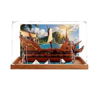 Vitrine en acrylique compatible avec Lego 21363 The Goonies Pirate Ship Sets, anti-poussière et boîte de rangement, compatible avec 21363 (boîte de présentation uniquement, kit non inclus) (fond en