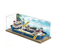 Vitrine en acrylique pour bateau d'exploration océanique LE*GO 60266, boîte de présentation transparente robuste et résistante à la poussière (modèle non inclus), bois, 3 mm