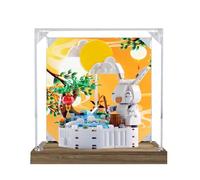 Vitrine en acrylique pour Le-go 40643 modèle lapin jade - Boîte de présentation anti-poussière (boîte de présentation uniquement) (fond StyleB 3 mm)
