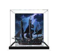 Vitrine en acrylique pour Lego 10365 modèle Captain Jack's Black Pearl, boîte anti-poussière de 3 mm, présentoir compatible avec Lego 10365 (modèle non inclus) (fond de 3 mm + miroir A)