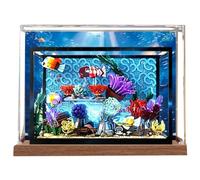 Vitrine en acrylique pour Lego 10366 modèle de construction d'aquarium tropical, boîte de présentation anti-poussière de 3 mm, vitrine compatible avec Lego10366 (modèle non inclus) (fond A)
