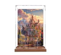 Vitrine en acrylique pour Lego 43263 Château - 3 mm - Étanche à la poussière - Vitrine compatible avec Lego 43263 (modèle non inclus) (fond en bois de base B)