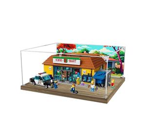Vitrine en acrylique pour Lego 71016 Les Simpsons Modèle 3 mm Anti-poussière Boîte de présentation compatible avec Lego 71016 (modèle non inclus) (construction de fond B)