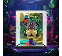 Vitrine en Acrylique pour Lego 72042 Prince Florian & Castle Bowser oîte de Rangement Transparente Anti-poussière (modèle Non Inclus) (Background Build + Mirror)