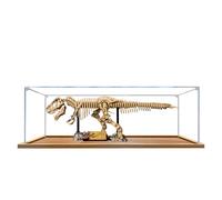 Vitrine en acrylique pour Lego 76968 Fossile de dinosaure : modèle Tyrannosaure Rex, boîte de présentation anti-poussière de 3 mm, vitrine compatible avec Lego 76968 (modèle non inclus) (base en bois