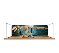 Vitrine en acrylique pour Lego 76968 - Modèle Tyrannosaure Rex - 3 mm - Étanche à la poussière - Compatible avec Lego 76968 (modèle non inclus) (fond en bois)