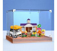 Vitrine en acrylique pour Lego 77052 KK Concert in The Square - Boîte de rangement transparente - Boîte de présentation compatible avec 77052 (boîte uniquement) (base en bois)