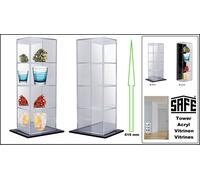 Vitrine En Acrylique Tour 4 Niveaux + Miroir Arrière Safe 5111 605x210x155 Mm