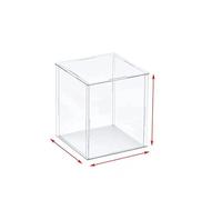 Vitrine en acrylique transparent 75 tailles avec base blanche surélevée pour figurines, jouets, objets de collection, 10 cm de hauteur, 25 x 25 cm, boîte de protection pour objets de collection