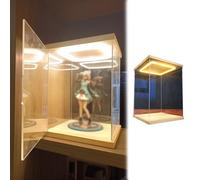 Vitrine en acrylique transparent avec éclairage de 61 à 10,2 cm de haut - Boîte anti-poussière pour travaux manuels, objets de collection et miniatures (25 x 25 x 25 cm - 10 x 10 x 10 cm)