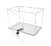 Vitrine en acrylique transparent, Cube d'affichage en acrylique avec serrure et clés, boîte de rangement à auto-assemblage, plusieurs tailles(W25cm(10") x25cm(10") x15cm(6"))