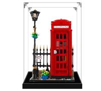 Vitrine en acrylique transparent pour Lego 21347 - Modèle de cabine téléphonique rouge - Boîte transparente - Boîte de rangement - Boîte anti-poussière (modèle non inclus) - Base noire de 2 mm
