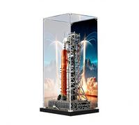 Vitrine en acrylique transparent pour Lego Icons 10341 NASA Artemis SLS Rocket - Vitrine de modèle collector (boîte de présentation uniquement) (fond noir 3 mm + fond)