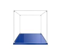 Vitrine en Acrylique Transparente Anti - poussière 20x20x20cm, Base Bleue | MADEHAY Grande Boîte de présentatio pour Lego Model série 40591 71806 75300 76194.