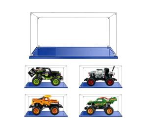 Vitrine en Acrylique Transparente Anti - poussière 25x15x15cm, Base Bleue | MADEHAY Grande Boîte de présentatio pour Lego Model série 42118 42135 42149 42150.