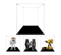 Vitrine en Acrylique Transparente Anti - poussière 25x25x30cm, Noir Base | MADEHAY Grande Boîte de présentatio pour Lego Model série 10328 10338 31152 75211.