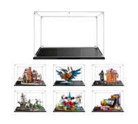 Vitrine en Acrylique Transparente Anti - poussière 35x25x25cm, Base Bleue | MADEHAY Grande Boîte de présentatio pour Lego Model série 10267 10331 76295 76422 80021.