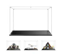 Vitrine en Acrylique Transparente Anti - poussière 45x25x30cm, Base Bleue | MADEHAY Grande Boîte de présentatio pour Lego Model série 9398 21320 41450 70631 70909.