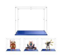 Vitrine en Acrylique Transparente Anti - poussière 45x30x45cm, Base Bleue | MADEHAY Grande Boîte de présentatio pour Lego Model série 70357 71821 80012 80028 80013.