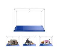 Vitrine en Acrylique Transparente Anti - poussière 50x40x30cm, Base Bleue | MADEHAY Grande Boîte de présentatio pour Lego Model série 10332 21330 75574 80022.