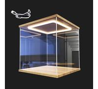 Vitrine en Acrylique Vitrine Carrée en Acrylique Transparent avec Éclairage LED, Cube de 10 15 20 25 30 35 40 45 50 60cm, avec Couvercle, Étanche à La Poussière, pour Figurines(40x40x40cm/16"x16"x16")