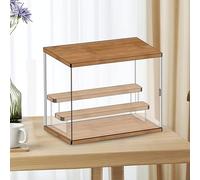 Vitrine en Acrylique, Vitrine de Figurines d'action avec Porte, Vitrine, Base en Bois, Présentoir Transparent, Vitrine pour Figurines, Objets de Collection, Miniatures, Coquillages,(3 Niveaux)