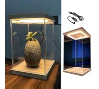 Vitrine en Acrylique Vitrine Transparente Lumineuse pour Objets de Collection de Grande Taille, 10/15/20/25/30/35/40/50/60cm Boîte Présentation en Acrylique Anti-poussière(20x20x40cm/8x8x16in)