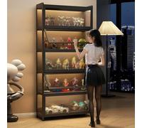 Vitrine en bambou noir verrouillable en acrylique résistant à la poussière pour objets de collection Idéal pour la maison et le bureau 50 x 30 x 10 cm