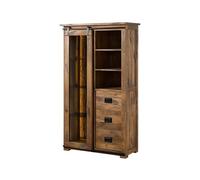 Vitrine en Bois de Manguier/Bois de récupération 100x45x175 Naturel laqué Railway LUX #125, Couleur:Nature laqué, Mesure:100x45x175 cm (LxPxH)