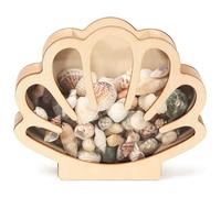 Vitrine en bois en coquillages, décoration côtière, boîte de rangement pour collectionneurs et souvenirs, boîte de rangement en coquillage, perles et bracelets (couleur bois)