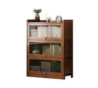 Vitrine en bois massif avec portes en verre, organiseur de rangement de jouets, étagère pour objets de collection, vitrine pour figurines d'action, meubles de salon, bibliothèque rustique marron (69,8