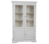 Vitrine En Bois Massif Blanc Vieilli 120x37x197 cm Biscottini