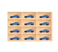 Vitrine en bois miniature de voiture - 32 cm - Étagère pour objets de collection sans perçage | 12 grilles murales pour figurines, chambres, salons et espaces locatifs