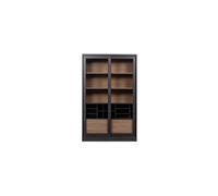 Vitrine en bois noir (pin/agglo), 2 portes coulissantes, 3 étagères, avec rangement - Woood, James - 125x47x200 cm
