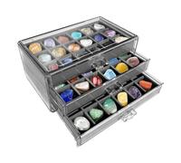 Vitrine en, boîte de Collection de Roches,Présentoir en à 54 emplacements - Acrylique Transparent à 3 Couches, sauvegardez de précieux Souvenirs avec des Roches, des Coquillages, des Miniatures pour