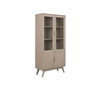 Toilinux - Vitrine en MDF et verre 4 portes et 4 étagères - Beige - Martie Beige G