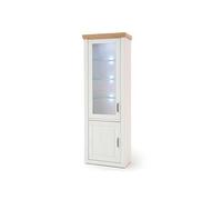 Vitrine Pegane Vitrine en pin blanc et chêne avec LED - L.73 x H.210 x P.40 cm --