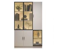 Vitrine en Verre 120x35x200 cm, éclairage LED, Porte en Verre, Cadre en Aluminium, Bibliothèque, Rangement Multifonctionnel, Blanc