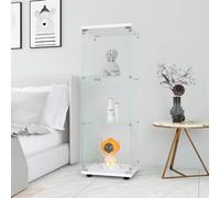 Vitrine en Verre 3 Couches avec LED, Vitrine pour collection 36x42x125cm, transparent Armoir de Verre porte vitrée, Armoire de Rangement en Verred pour Chambre et Salon, noir (Blanc(Sans lumière))